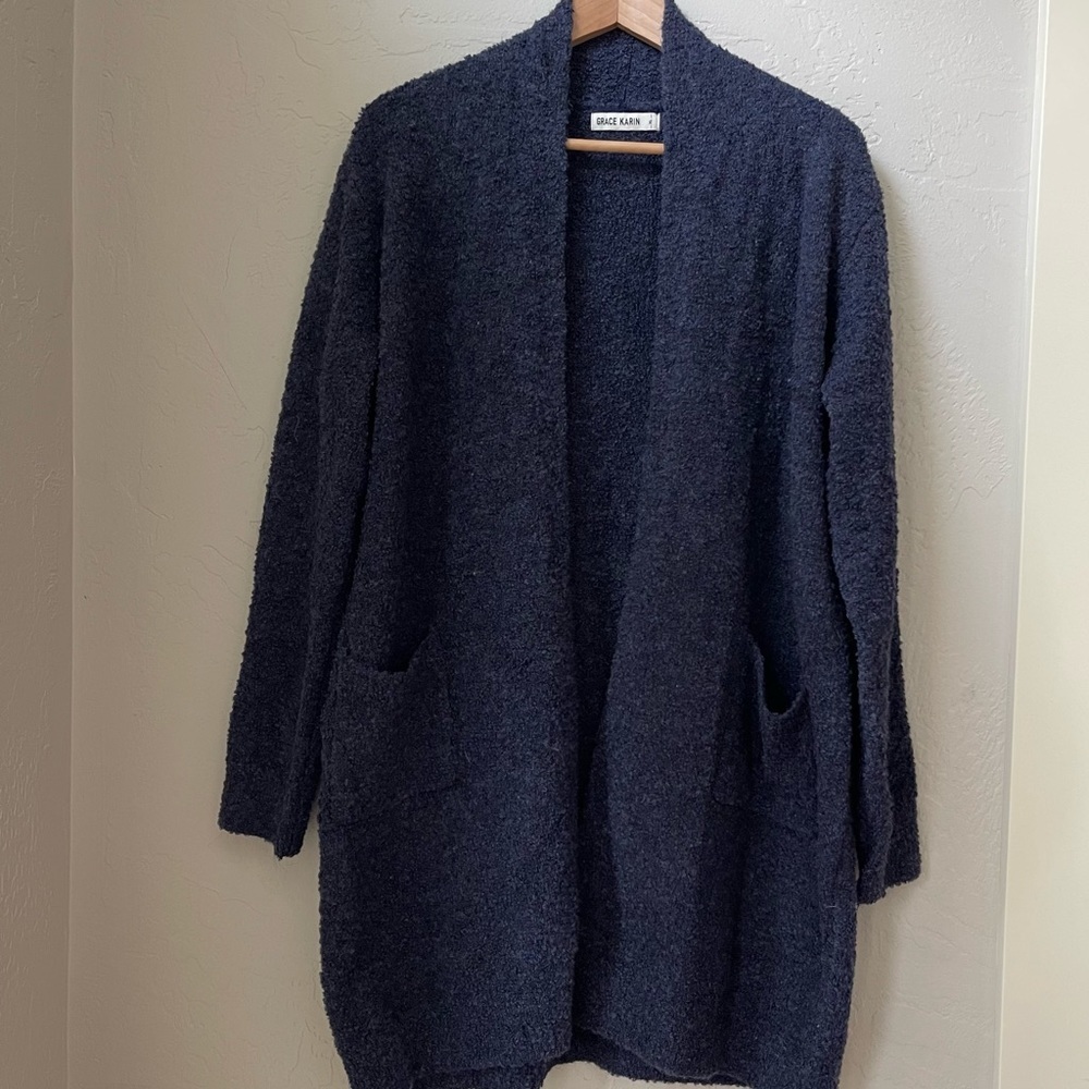 Crace Karin Wool Blend Longline‎ Oversize Open Front Cardigan Sweater Size: XL - Picture 11 of 11